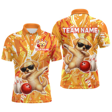 Maxcorners Funny Golden Retriever Dog Bowling Team Shirts Custom Bowling Jersey for Men Polo & 1/4 Zip LM0409