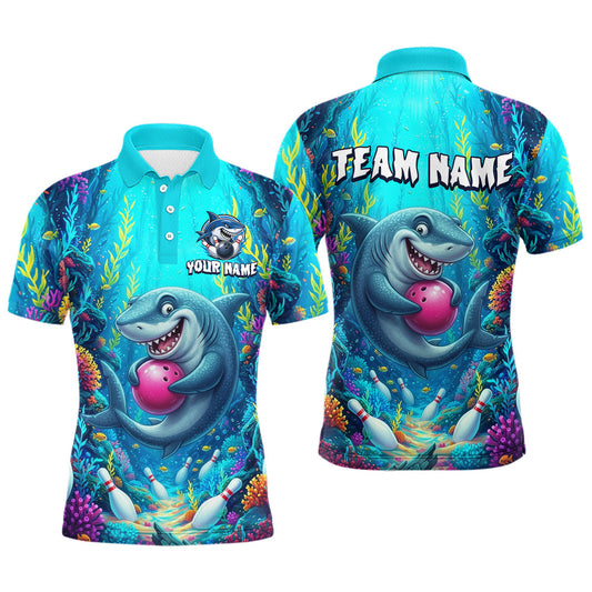 Maxcorners Custom Ocean Funny Shark Bowling Jersey for Men