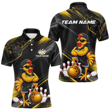 Maxcorners Custom Funny Chicken Bowling Jersey for Women Bowling Team Shirts Bowling Gifts Polo &1/4 Zip LM0409