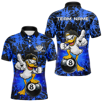 Maxcorners Custom Blue Funny Duck Billiard Shirt for Men Billiard Team Jersey League 8 Ball Pool Shirts LM1005