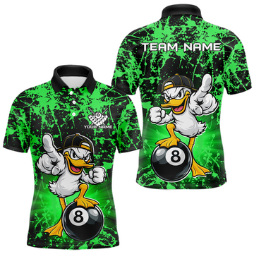 Maxcorners Custom Green Funny Duck Billiard Shirt for Men Billiard Team Jersey League 8 Ball Pool Shirts LM2704