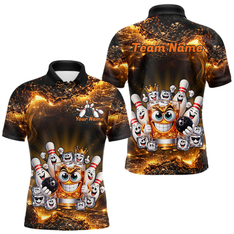 Maxcorners Custom Funny Whiskey Bowling Shirt for Men Bowling Team Jersey Bowling League Polo & 1/4 Zip