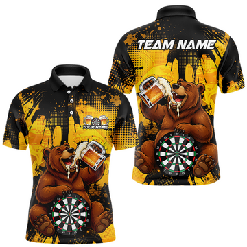 Maxcorners Custom Funny Beer Bear Darts Shirt for Men Darts Team Jerseys Polo & 1/4 Zip Dart LeagueMaxcorners Custom Funny Beer Bear Darts Shirt for Men Darts Team Jerseys Polo & 1/4 Zip Dart League LM0510