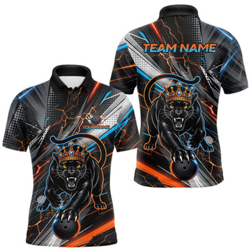 Maxcorners Lightning Panther Crown Custom Bowling Jersey for Men Bowling Team Shirts Polo & 1/4 Zip LM0409