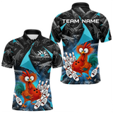 Maxcorners Custom Turquoise Funny Chicken Bowling Jersey for Men Bowling Team Shirts Polo & 1/4 Zip TU0411