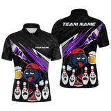 Maxcorners Custom Purple Funny Beer Bowling Jersey for Men Bowling Team Shirts Bowling Uniform Polo & 1/4 Zip MT1810