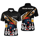 Maxcorners Custom Orange Funny Beer Bowling Jersey for Men Bowling Team Shirts Bowling Uniform Polo & 1/4 Zip MT1810