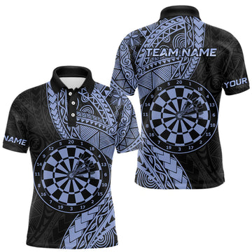 Maxcorners Custom Blue Tribal Dart Shirts for Men Dart Team Jersey Dartboard Gifts Polo & 1/4 Zip LM1903
