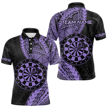 Maxcorners Custom White Tribal Dart Shirts for Men Dart Team Jersey Dartboard Gifts Polo & 1/4 Zip