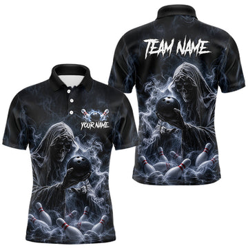 Maxcorners Custom Smoke Grim Reaper Bowling Team Jersey Bowling Shirts for Men Bowling Bowler League