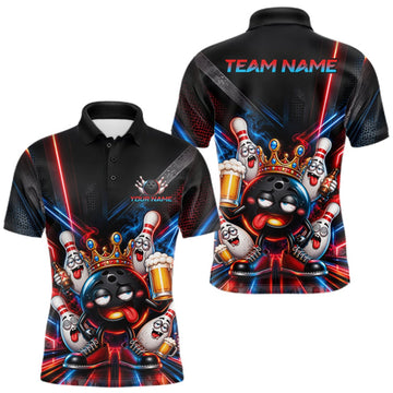 Maxcorners Custom Neon Funny Drunk Bowling Ball and Pins, Bowling Team Jersey Bowling Shirts for Men LM1910