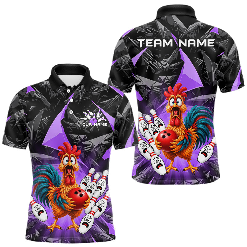 Maxcorners Custom Purple Chicken Bowling Jerseys For Men Bowling Team Jerseys Bowling for Bowlers