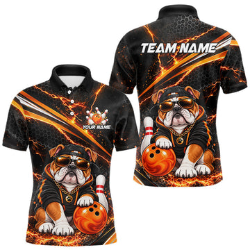 Maxcorners Custom Orange Funny Bulldog Bowling Jerseys for Men Bowling Team Jerseys Bowling for Bowlers