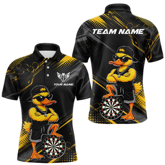 Maxcorners Custom Funny Duck Darts Shirt for Men Darts Team Jerseys Dart Uniform Polo & 1/4 Zip