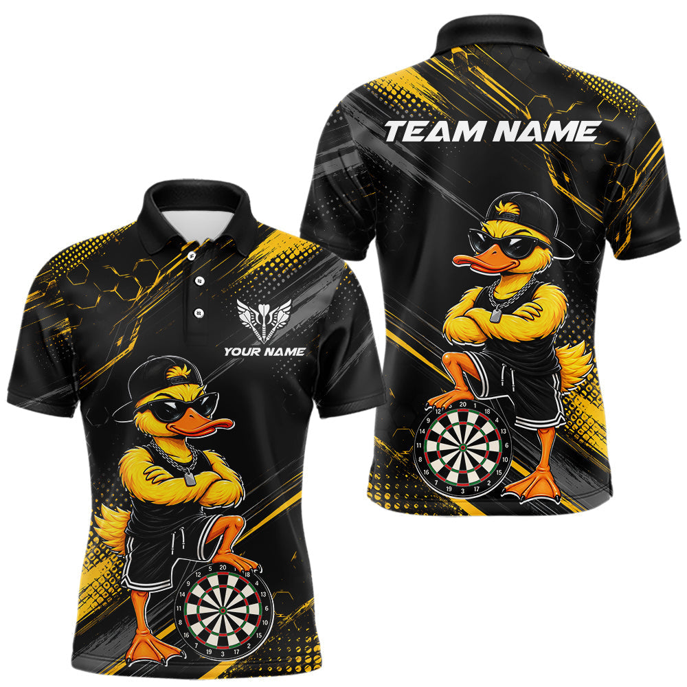 Maxcorners Custom Funny Duck Darts Shirt for Men Darts Team Jerseys Dart Uniform Polo & 1/4 Zip