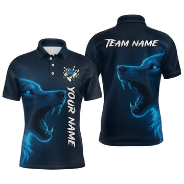 Maxcorners Custom Wolf Bowling Jersey for Men Polo & 1/4 Zip Bowling Team Shirts Bowling League LM0404