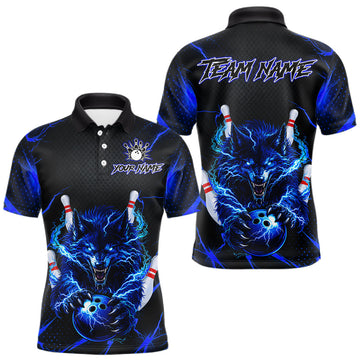 Maxcorners Custom Funny Dog Bowling Jersey for Men Bowling Uniform Polo &1/4 Zip Bowling Team Shirts