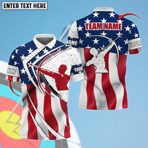 Maxcorners Archery Lightning American Flag Personalized Name 3D Shirt