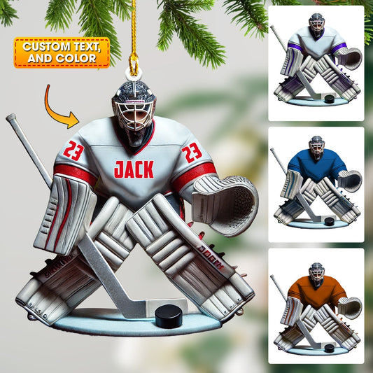 Maxcorners Hockey Goalie Christmas Ornament, Personalized Ornament 2D Flat LM2211
