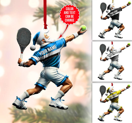 Maxcorners Santa Tennis Acrylic Ornament, Gift for Tennis Players, Christmas Decor, Tree Decoration