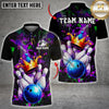 Maxcorners Bowling Crown Pins Graffiti Splash Art Multicolor Customized Name, Team Name 3D Shirt