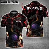 Maxcorners Angry Snake Ball And Pins Thunder Lightning Multicolor Customized Name, Team Name 3D Shirts