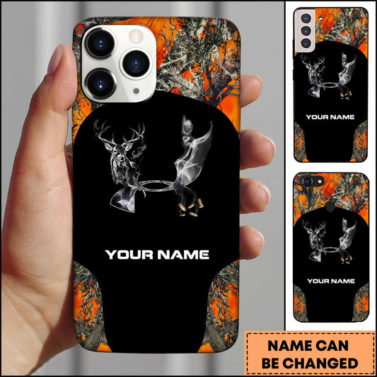 Maxcorners Hunting Smoke Deer Skull Bullet Art Dark Style Personalized Name 3D Phone Case