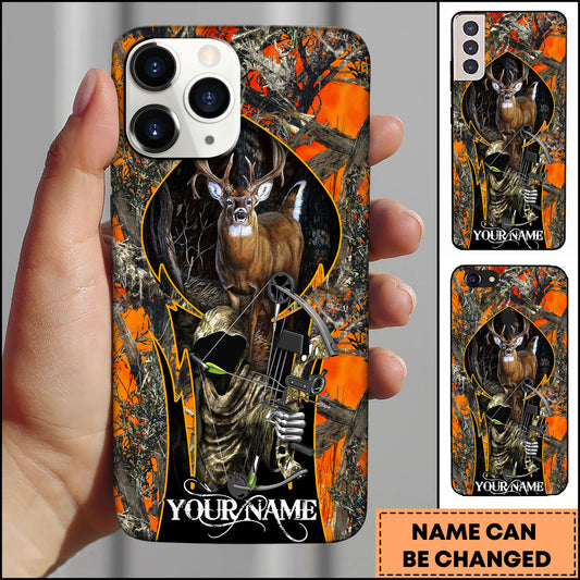 Maxcorners Hunting Whitetail Deer Bowhunter Camouflage Art Personalized Name 3D Phone Case