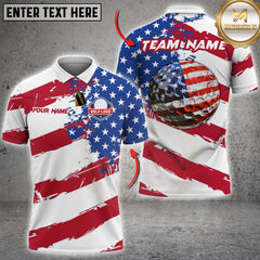 Maxcorners Golf American Flag Golf Ball Personalized Name 3D Unisex Shirt