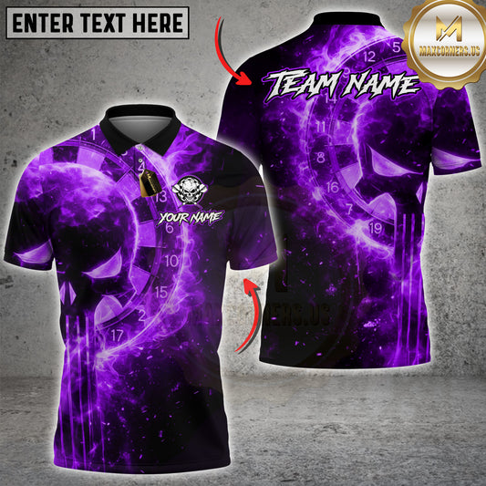 Maxcorners Darts Flaming Skull Dartboard Multicolor Customized Name, Team Name 3D Shirt