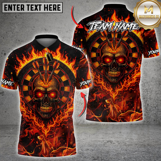 Maxcorners Darts Flaming Skull Target Design Multicolor Customized Name, Team Name 3D Shirt For Women