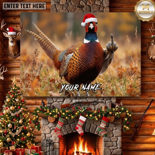 Maxcorners XMas Pheasant Hunting Funny Pheasant Middle Finger Autumn Field Lodge Canvas Wall Art