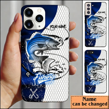 Maxcorners Striped Bass Fishing Dark Blue Skin Sport Personalized Name Phone Case LM1812
