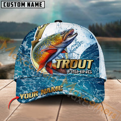 Maxcorners Trout Fishing Golden Hook Graphic Personalized Name 3D Cap