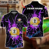 Maxcorners Billiards Ball 9 Tearing Lightning Thunder Personalized Name Shirt (6 Colors)