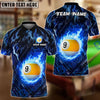 Maxcorners Billiards 9-Ball Fiery Inferno Personalized Name, Team Name Unisex Shirt (6 Colors)