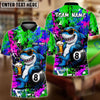 Maxcorners Billiards 8 Ball Graffiti Pool Shark Drinking Beer Personalized Name Shirt (4 Colors)