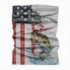 Maxcorners Bass Fishing American Flag Red Blue Seawave Neck Gaiter