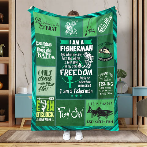 Maxcorners I Am A Fisherman Fishing Blanket