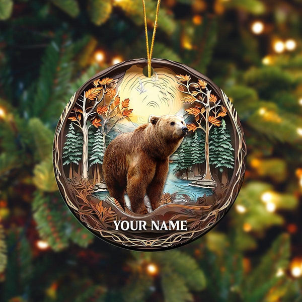 Maxcorners Bear Hunting Customized Name Acrylic Orrnament