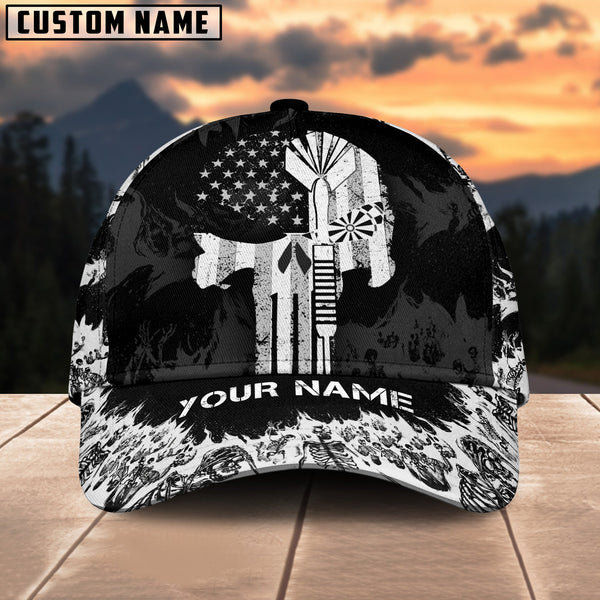 Maxcorners Darts Skull Eyes Personalized Name 3D Cap