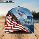 Maxcorners Eagle Flag Salmon Fishing Customized Name Classic 3D Cap