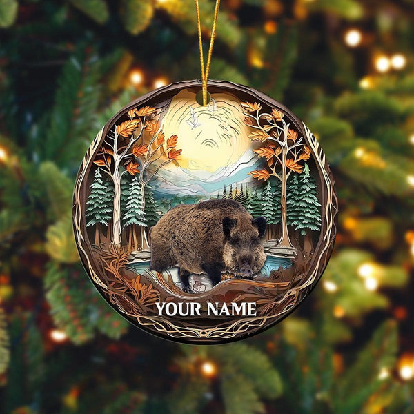 Maxcorners Boar Hunting Customized Name Acrylic Orrnament