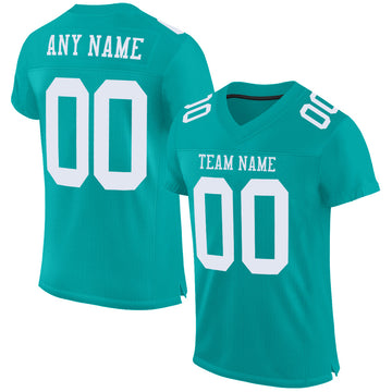 Maxcorners Custom Aqua White Mesh Authentic Football Jersey LM2605