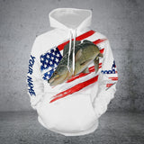 Maxcorners Walleye Fishing American Flag Patriot Custom Name