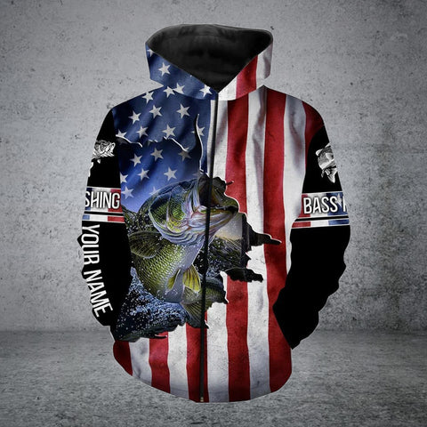 Maxcorners Customized Largemouth Bass Fishing American Flag