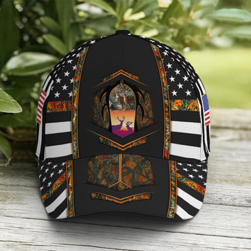 Maxcorners Hunting Orange Camouflage US Flag Baseball Cap LM0402