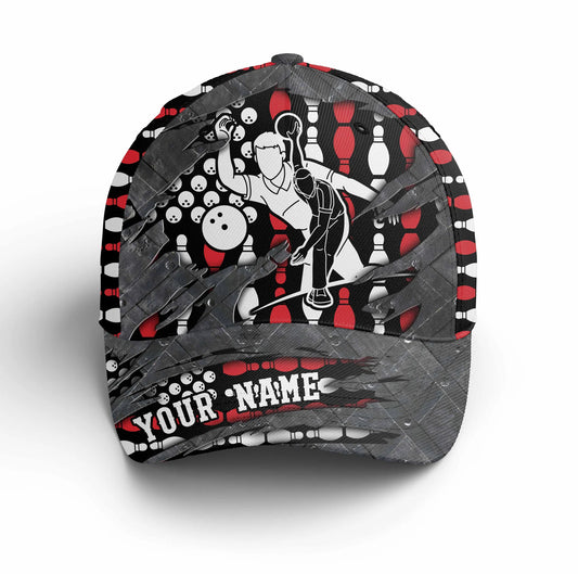 Macorners American Flag Bowling Hat for Men Women Custom Patriotic Bowling Cap with Name Gift For Bowlers