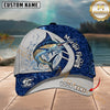 Maxcorners Blue Graffiti Pattern Split Panel & Splash Water Custom Name Fishing Cap