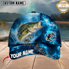 Maxcorners Fishing Electric Blue Wave Splash Custom Name 3D Cap